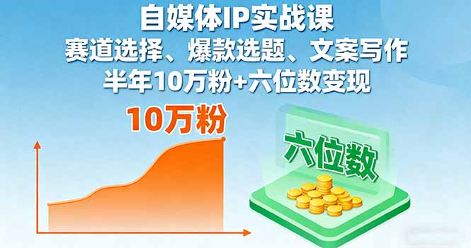 自媒体IP实战课，赛道选择、爆款选题、文案写作，半年10万粉+六位数变现-猴哥VIP资源站