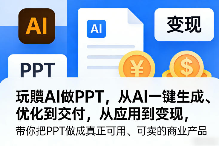 玩賺AI做PPT，从AI一键生成、优化到交付，从应用到变现，带你把PPT做成真正可用、可卖的商业产品(更新0401)-猴哥VIP资源站
