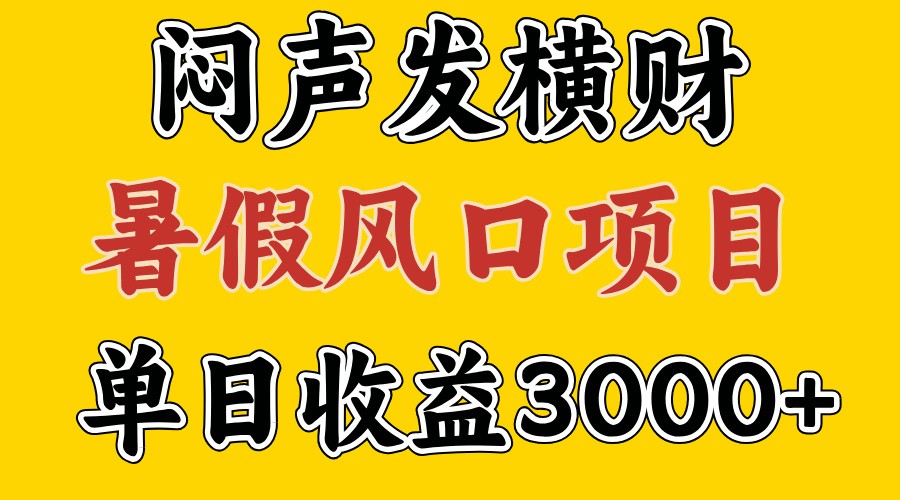 30天赚了7.5W 暑假风口项目，比较好学，2天左右上手-猴哥VIP资源站
