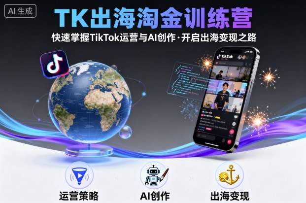 TK出海淘金训练营，助你快速掌握TikTok运营与AI创作，开启出海变现之路-猴哥VIP资源站