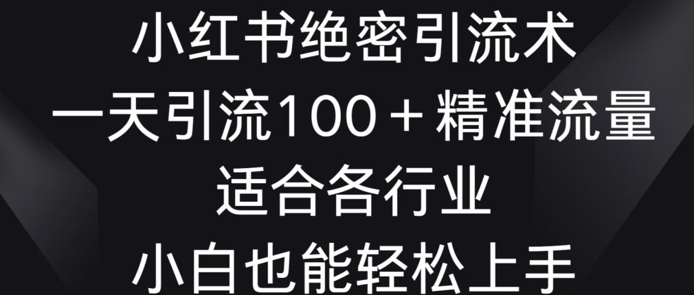 小红书绝密引流术，一天引流100+精准流量，适合各个行业，小白也能轻松上手【揭秘】-猴哥VIP资源站