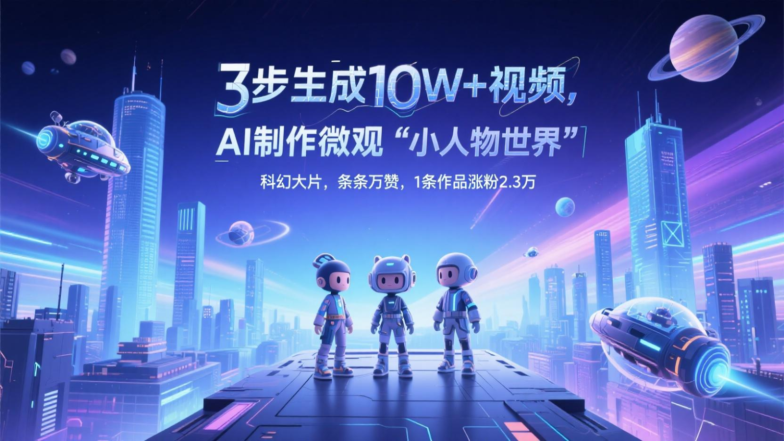 三步生成10W+视频，AI制作微观“小人物世界”科幻大片，条条万赞，1条作品涨粉2.3万-猴哥VIP资源站