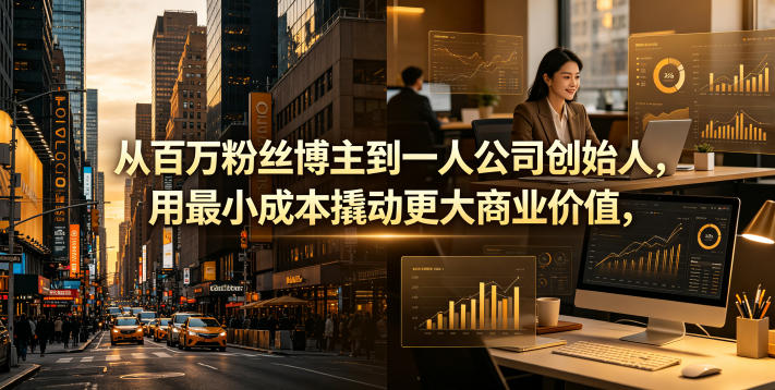 从百万粉丝博主到一人公司创始人,用最小成本撬动更大商业价值-猴哥VIP资源站
