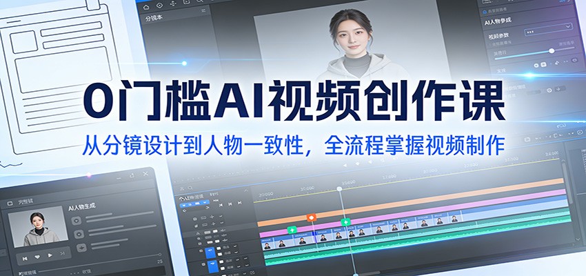 0门槛AI视频创作课:从分镜设计到人物一致性,全流程掌握视频制作-猴哥VIP资源站