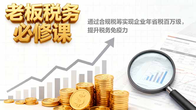 老板税务必修课,通过合规税筹实现企业年省税百万级,提升税务免疫力-猴哥VIP资源站
