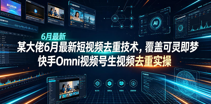 某大佬6月最新短视频去重技术，覆盖可灵即梦快手Omni视频号生视频去重实操-猴哥VIP资源站