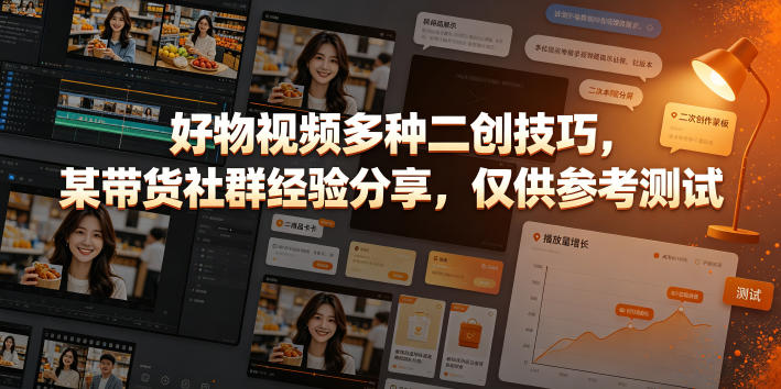 好物视频多种二创技巧,某带货社群经验分享,仅供参考测试-猴哥VIP资源站