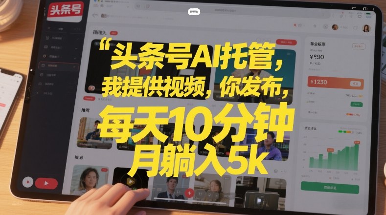 头条号AI托管,我提供视频,你发布,每天10分钟,月躺入5k+【揭秘】-猴哥VIP资源站