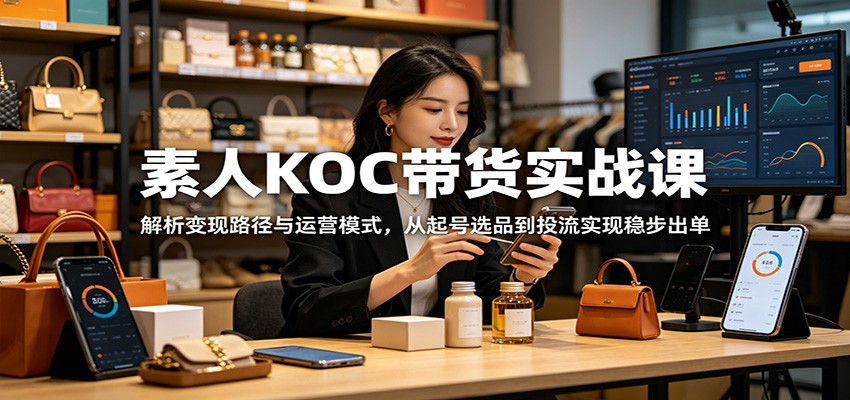 素人KOC带货实战课:解析变现路径与运营模式,从起号选品到投流实现稳步出单-猴哥VIP资源站