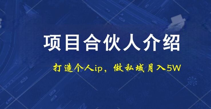 项目合伙人项目，打造个人IP，做私域月入5W，小白勿扰-猴哥VIP资源站