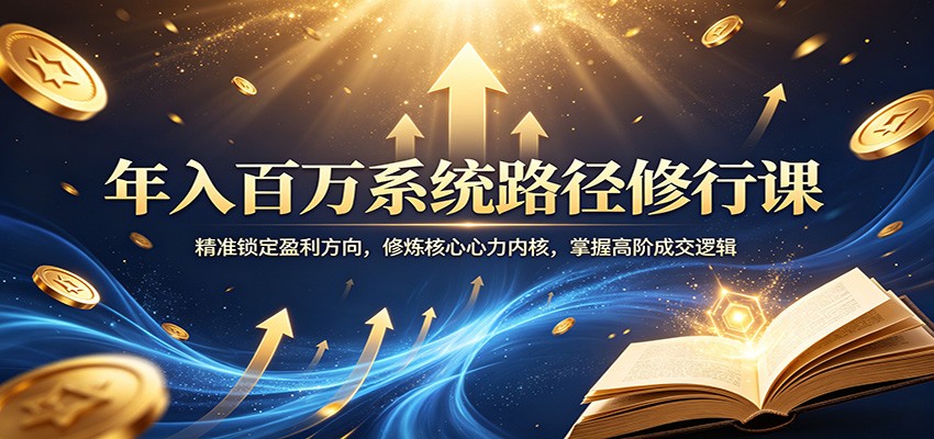 年入百万系统路径修行课：精准锁定盈利方向，修炼核心心力内核，掌握高阶成交逻辑-猴哥VIP资源站