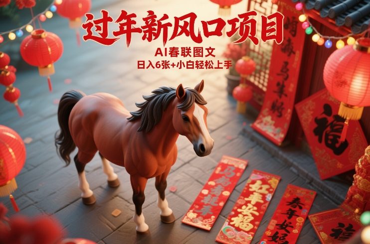 过年新风口项目,用ai春联图文,日入6张+小白轻松上手【揭秘】-猴哥VIP资源站