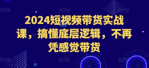 2024短视频带货实战课，搞懂底层逻辑，不再凭感觉带货-猴哥VIP资源站