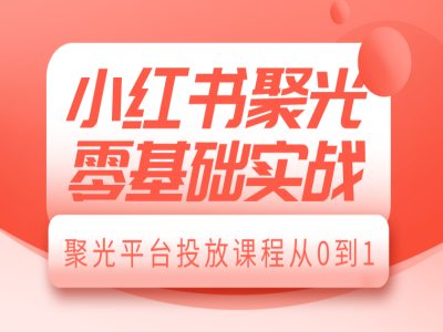 小红书聚光零基础实战，聚光平台投放课程从0到1-猴哥VIP资源站