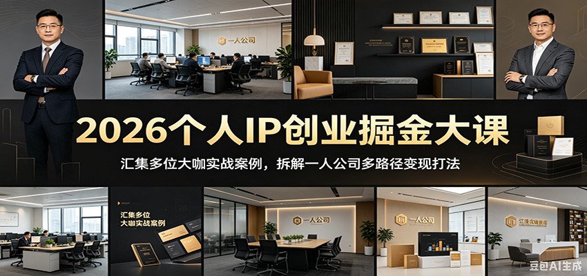 2026个人IP创业掘金大课:汇集多位大咖实战案例,拆解一人公司多路径变现打法-猴哥VIP资源站