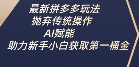最新拼多多玩法,抛弃传统操作,AI赋能,助力新手小白获取第一桶金-猴哥VIP资源站