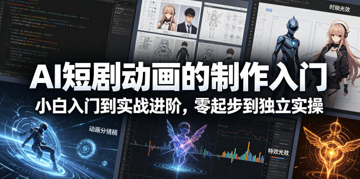 AI短剧动画的制作入门,小白入门到实战进阶,零起步到独立实操-猴哥VIP资源站