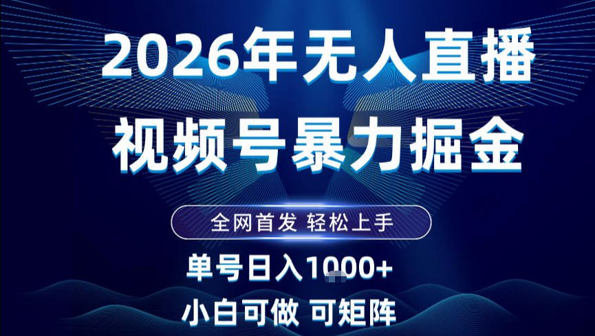 2026最新视频号无人直播掘金，全网首发，小白可以玩，长期稳定日入1k+【揭秘】-猴哥VIP资源站