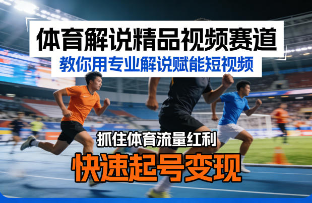 体育解说精品视频赛道,教你用专业解说赋能短视频,抓住体育流量红利,快速起号变现-猴哥VIP资源站