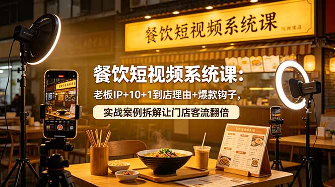 餐饮短视频系统课:老板IP+10+1到店理由+爆款钩子,实战案例拆解让门店客流翻倍-猴哥VIP资源站