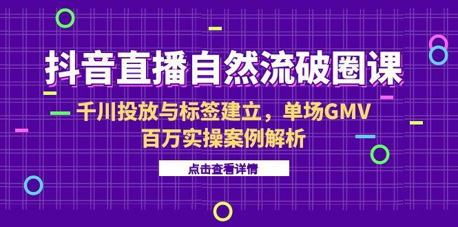 抖音直播自然流破圈课-6月,千川投放与标签建立,单场GMV百万实操案例解析-猴哥VIP资源站