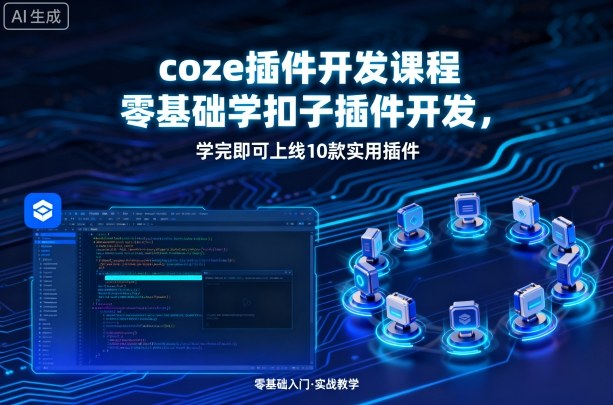 coze插件开发课程，零基础学扣子插件开发，学完即可上线10款实用插件-猴哥VIP资源站