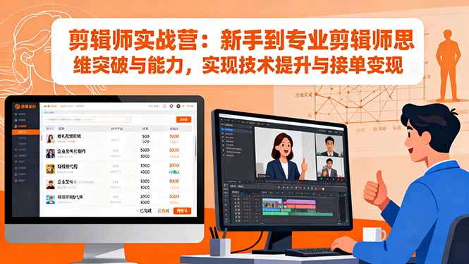 剪辑师实战营：新手到专业剪辑师思维突破与能力，实现技术提升与接单变现-猴哥VIP资源站
