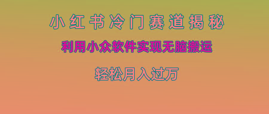 小红书冷门赛道揭秘,利用小众软件实现无脑搬运，轻松月入过万-猴哥VIP资源站