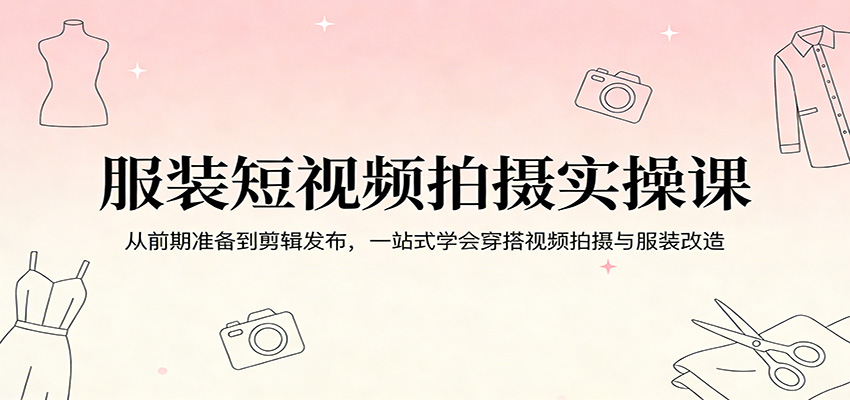 服装短视频拍摄实操课：从前期准备到剪辑发布，一站式学会穿搭视频拍摄与服装改造-猴哥VIP资源站
