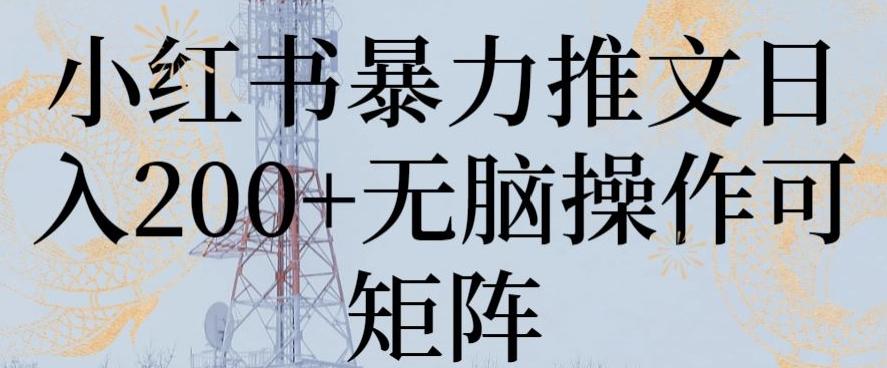 小红书暴力推文日入200+无脑操作可矩阵【揭秘】-猴哥VIP资源站
