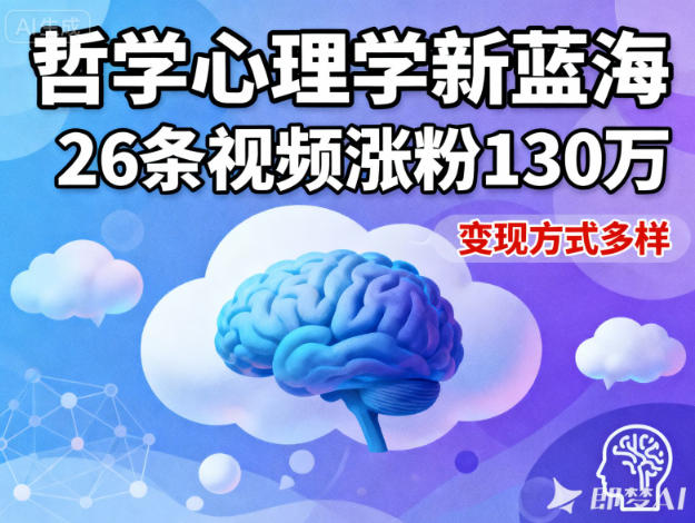 短视频新蓝海,哲学心理学赛道,26条视频涨粉130W,变现方式多样-猴哥VIP资源站