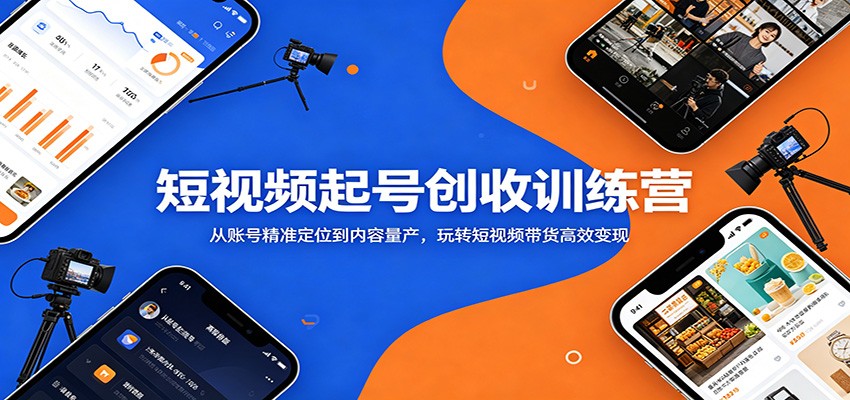 短视频起号创收训练营：从账号精准定位到内容量产，玩转短视频带货高效变现-猴哥VIP资源站