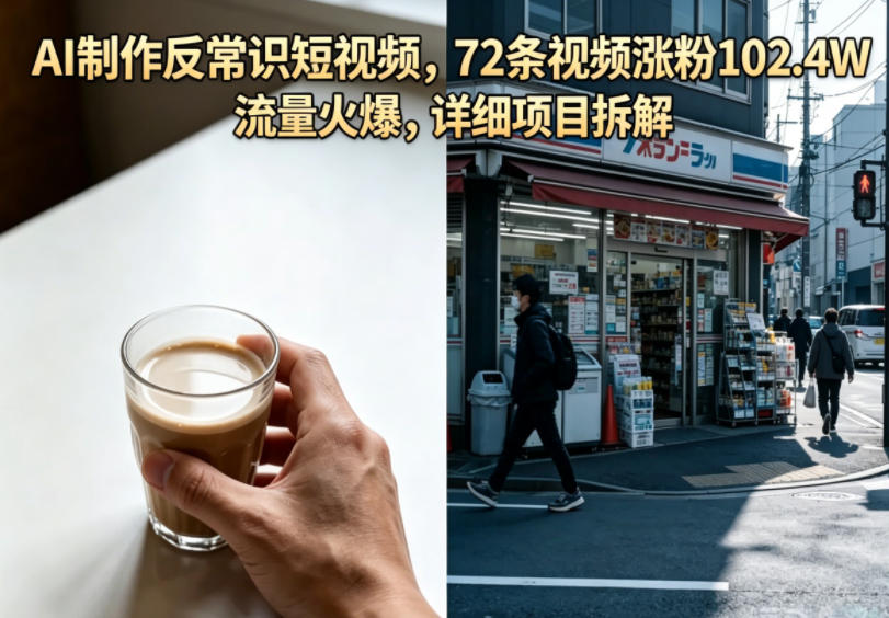 AI制作反常识短视频，72条视频涨粉102.4W，流量火爆，详细项目拆解-猴哥VIP资源站