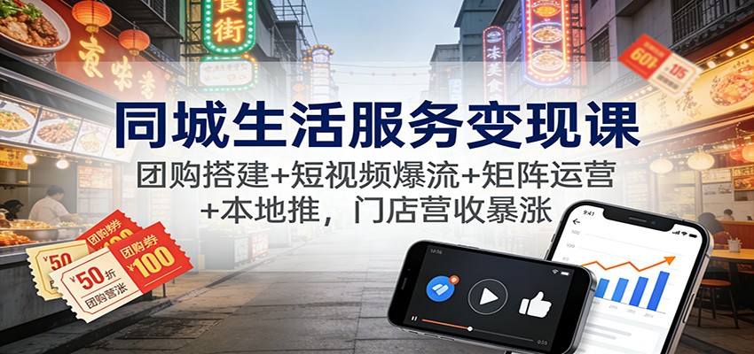 同城生活服务变现课：团购搭建+短视频爆流+矩阵运营+本地推，门店营收暴涨-猴哥VIP资源站