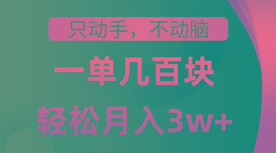 只动手不动脑，一单几百块，轻松月入3w+，看完就能直接操作，详细教程-猴哥VIP资源站