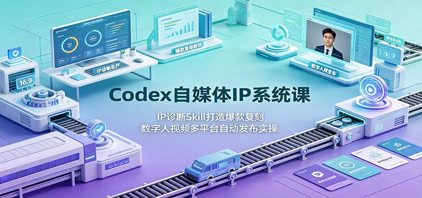 Codex自媒体IP系统课:IP诊断Skill打造爆款复刻,数字人视频多平台自动发布实操-猴哥VIP资源站