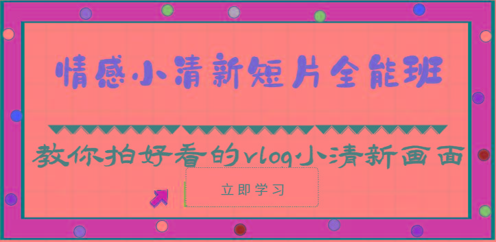 情感小清新短片全能班-教你拍好看的vlog小清新画面(30节课)-猴哥VIP资源站