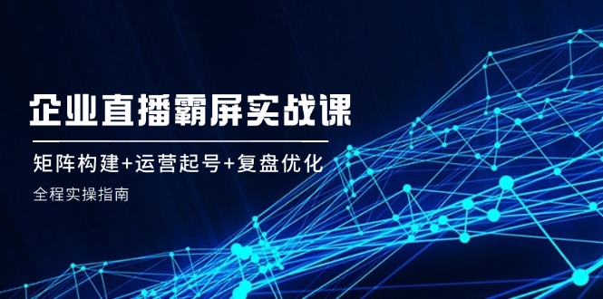 企业直播霸屏实战课:矩阵构建+运营起号+复盘优化,全程实操指南-猴哥VIP资源站