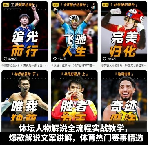 体坛人物解说全流程实战教学，爆款解说文案讲解，体育热门赛事精选-猴哥VIP资源站