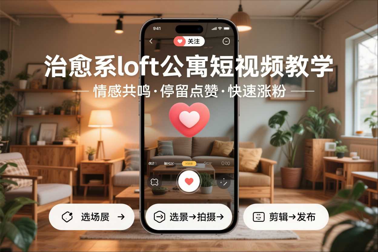 治愈系loft公寓短视频制作教学，情感共鸣引停留点赞关注，快速起号涨粉-猴哥VIP资源站
