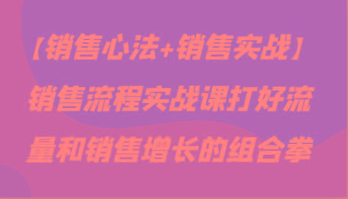 【销售心法+销售实战】销售流程实战课打好流量和销售增长的组合拳-猴哥VIP资源站