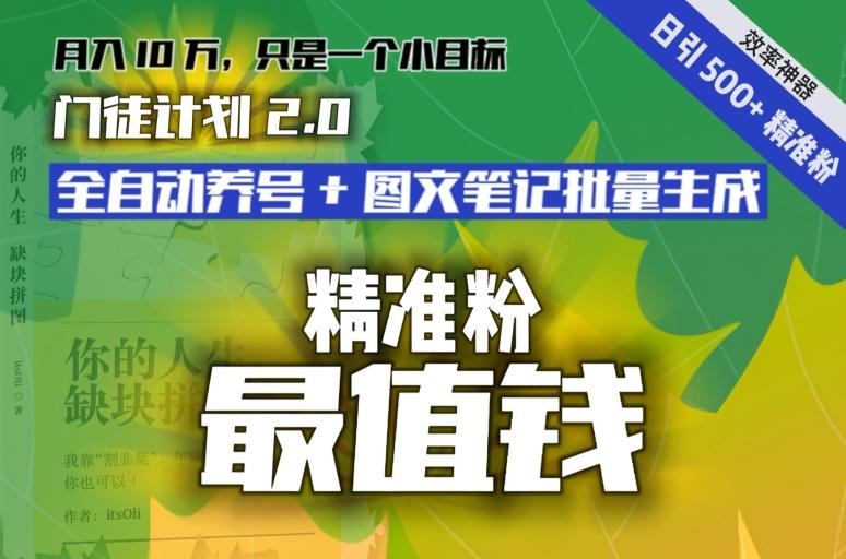 【流量就是钱】日引流500+各类目精准粉神器:全自动养号+图文批量生成。从此流量不愁,变现无忧!-猴哥VIP资源站