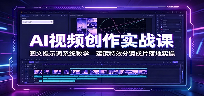 AI视频创作实战课：图文提示词系统教学，运镜特效分镜成片落地实操-猴哥VIP资源站