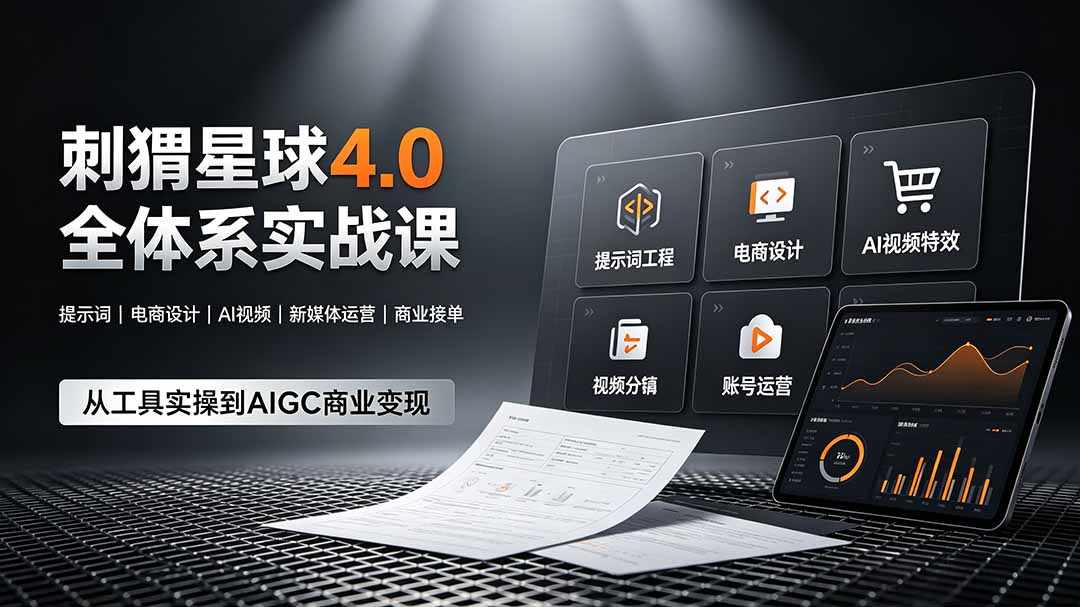 刺猬星球4.0全体系实战课,覆盖提示词工程、电商设计、AI视频特效与新媒体运营,一站式掌握AIGC商业核心技能-猴哥VIP资源站