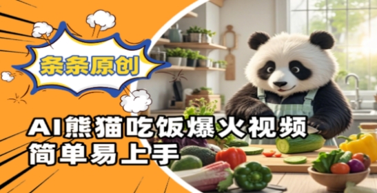 Ai熊猫吃饭爆火视频,条条原创,简单易上手-猴哥VIP资源站