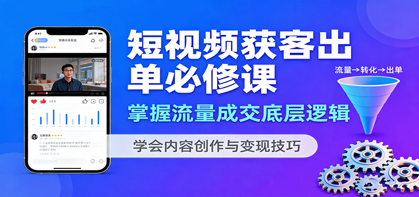 短视频获客出单必修课：掌握流量成交底层逻辑，学会内容创作与变现技巧-猴哥VIP资源站