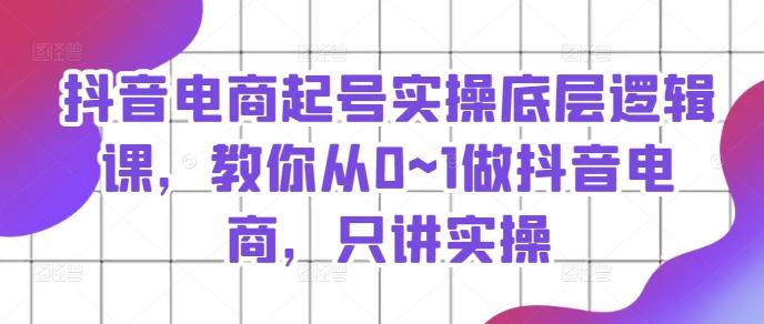 抖音电商起号实操底层逻辑课，教你从0~1做抖音电商，只讲实操-猴哥VIP资源站