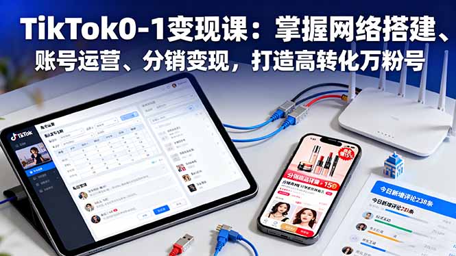 TikTok0-1变现课：掌握网络搭建、账号运营、分销变现，打造高转化万粉号-猴哥VIP资源站