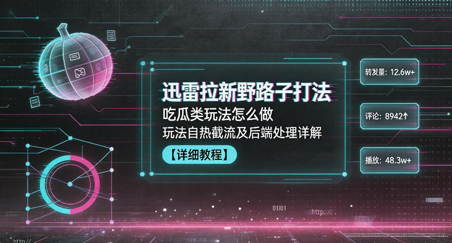 迅雷拉新野路子打法,吃瓜类玩法怎么做,玩法自热截流及后端处理详解-猴哥VIP资源站