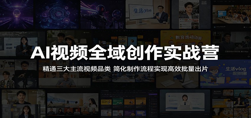 AI视频全域创作实战营:精通三大主流视频品类,简化制作流程实现高效批量出片-猴哥VIP资源站